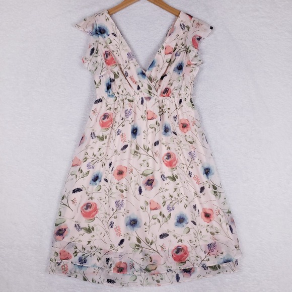 Jessica Simpson Maternity Floral Empire Waist Midi Dress Pink Small Petite - Picture 1 of 9